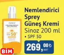 SİNOZ  NEMLENDİRİCİ  SPREY  GÜNEŞ KREMİ